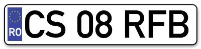 Placuta inmatriculare numar auto  CS-08-RFB, CS 08 RFB, CS08RFB