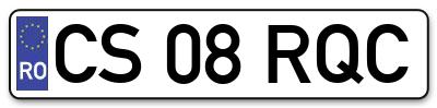 Placuta inmatriculare numar auto  CS-08-RQC, CS 08 RQC, CS08RQC