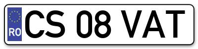 Placuta inmatriculare numar auto  CS-08-VAT, CS 08 VAT, CS08VAT