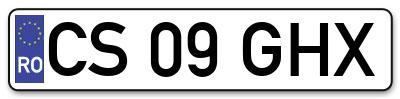 Placuta inmatriculare numar auto  CS-09-GHX, CS 09 GHX, CS09GHX