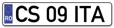 Placuta inmatriculare numar auto  CS-09-ITA, CS 09 ITA, CS09ITA