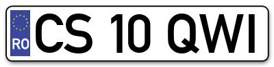 Placuta inmatriculare numar auto  CS-10-QWI, CS 10 QWI, CS10QWI
