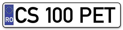 Placuta inmatriculare numar auto  CS-100-PET, CS 100 PET, CS100PET