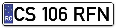Placuta inmatriculare numar auto  CS-106-RFN, CS 106 RFN, CS106RFN