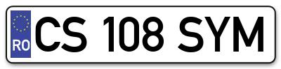 Placuta inmatriculare numar auto  CS-108-SYM, CS 108 SYM, CS108SYM