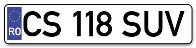 Placuta inmatriculare numar auto  CS-118-SUV, CS 118 SUV, CS118SUV