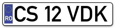 Placuta inmatriculare numar auto  CS-12-VDK, CS 12 VDK, CS12VDK