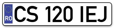 Placuta inmatriculare numar auto  CS-120-IEJ, CS 120 IEJ, CS120IEJ