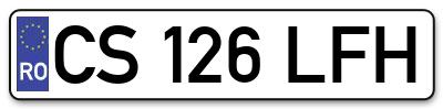 Placuta inmatriculare numar auto  CS-126-LFH, CS 126 LFH, CS126LFH