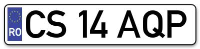 Placuta inmatriculare numar auto  CS-14-AQP, CS 14 AQP, CS14AQP