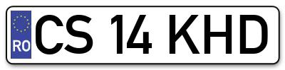Placuta inmatriculare numar auto  CS-14-KHD, CS 14 KHD, CS14KHD
