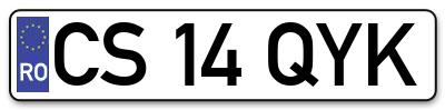 Placuta inmatriculare numar auto  CS-14-QYK, CS 14 QYK, CS14QYK