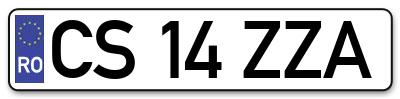Placuta inmatriculare numar auto  CS-14-ZZA, CS 14 ZZA, CS14ZZA