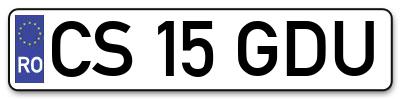 Placuta inmatriculare numar auto  CS-15-GDU, CS 15 GDU, CS15GDU