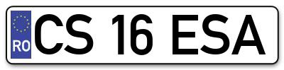 Placuta inmatriculare numar auto  CS-16-ESA, CS 16 ESA, CS16ESA