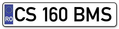 Placuta inmatriculare numar auto  CS-160-BMS, CS 160 BMS, CS160BMS