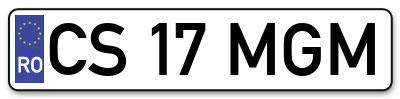 Placuta inmatriculare numar auto  CS-17-MGM, CS 17 MGM, CS17MGM
