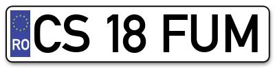 Placuta inmatriculare numar auto  CS-18-FUM, CS 18 FUM, CS18FUM