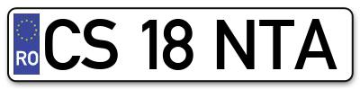 Placuta inmatriculare numar auto  CS-18-NTA, CS 18 NTA, CS18NTA