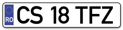Placuta inmatriculare numar auto  CS-18-TFZ, CS 18 TFZ, CS18TFZ