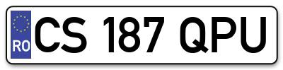 Placuta inmatriculare numar auto  CS-187-QPU, CS 187 QPU, CS187QPU