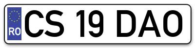 Placuta inmatriculare numar auto  CS-19-DAO, CS 19 DAO, CS19DAO