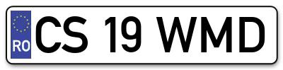 Placuta inmatriculare numar auto  CS-19-WMD, CS 19 WMD, CS19WMD