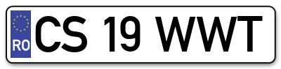 Placuta inmatriculare numar auto  CS-19-WWT, CS 19 WWT, CS19WWT
