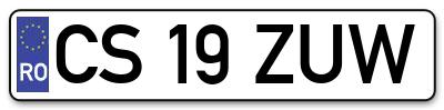 Placuta inmatriculare numar auto  CS-19-ZUW, CS 19 ZUW, CS19ZUW