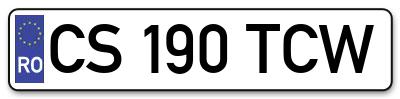 Placuta inmatriculare numar auto  CS-190-TCW, CS 190 TCW, CS190TCW