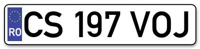 Placuta inmatriculare numar auto  CS-197-VOJ, CS 197 VOJ, CS197VOJ