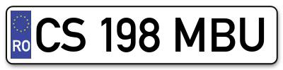 Placuta inmatriculare numar auto  CS-198-MBU, CS 198 MBU, CS198MBU