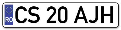 Placuta inmatriculare numar auto  CS-20-AJH, CS 20 AJH, CS20AJH
