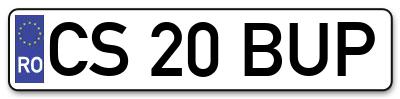 Placuta inmatriculare numar auto  CS-20-BUP, CS 20 BUP, CS20BUP
