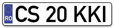 Placuta inmatriculare numar auto  CS-20-KKI, CS 20 KKI, CS20KKI