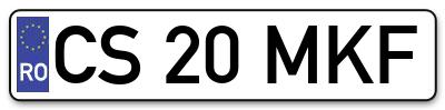 Placuta inmatriculare numar auto  CS-20-MKF, CS 20 MKF, CS20MKF