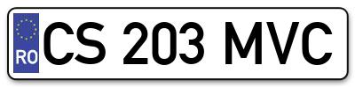 Placuta inmatriculare numar auto  CS-203-MVC, CS 203 MVC, CS203MVC