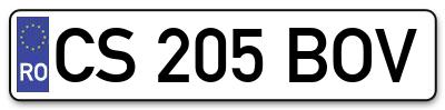 Placuta inmatriculare numar auto  CS-205-BOV, CS 205 BOV, CS205BOV
