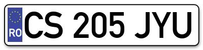 Placuta inmatriculare numar auto  CS-205-JYU, CS 205 JYU, CS205JYU
