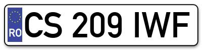 Placuta inmatriculare numar auto  CS-209-IWF, CS 209 IWF, CS209IWF