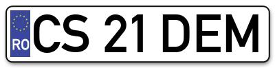 Placuta inmatriculare numar auto  CS-21-DEM, CS 21 DEM, CS21DEM