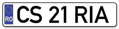 Placuta inmatriculare numar auto  CS-21-RIA, CS 21 RIA, CS21RIA