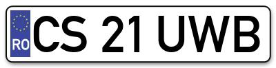 Placuta inmatriculare numar auto  CS-21-UWB, CS 21 UWB, CS21UWB