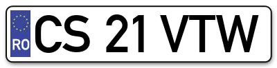 Placuta inmatriculare numar auto  CS-21-VTW, CS 21 VTW, CS21VTW