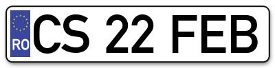 Placuta inmatriculare numar auto  CS-22-FEB, CS 22 FEB, CS22FEB