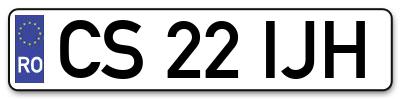 Placuta inmatriculare numar auto  CS-22-IJH, CS 22 IJH, CS22IJH