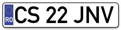 Placuta inmatriculare numar auto  CS-22-JNV, CS 22 JNV, CS22JNV