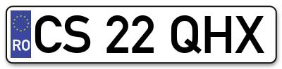 Placuta inmatriculare numar auto  CS-22-QHX, CS 22 QHX, CS22QHX