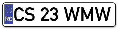 Placuta inmatriculare numar auto  CS-23-WMW, CS 23 WMW, CS23WMW