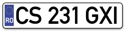 Placuta inmatriculare numar auto  CS-231-GXI, CS 231 GXI, CS231GXI